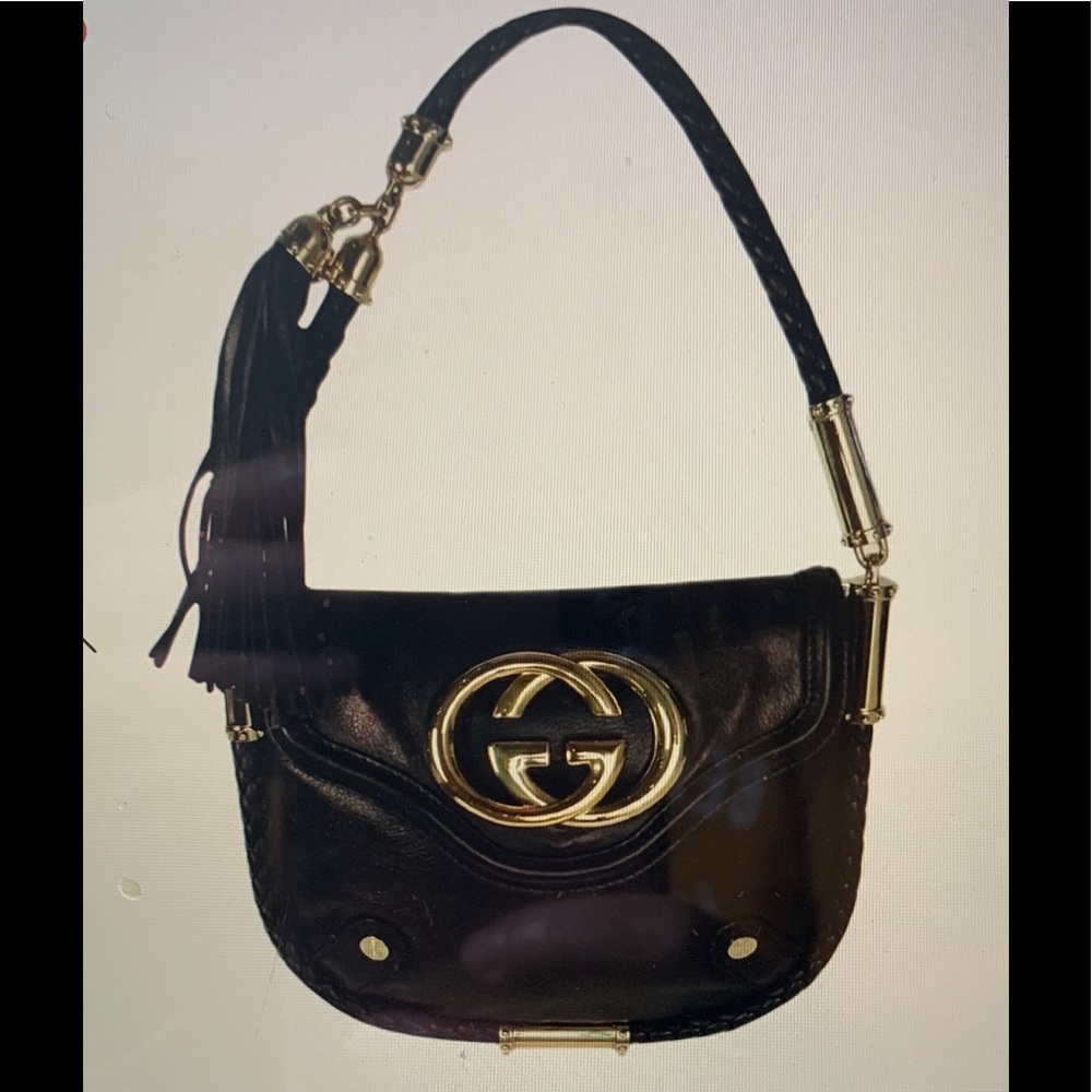 Gucci Black Leather Small Tassel Britt Hobo